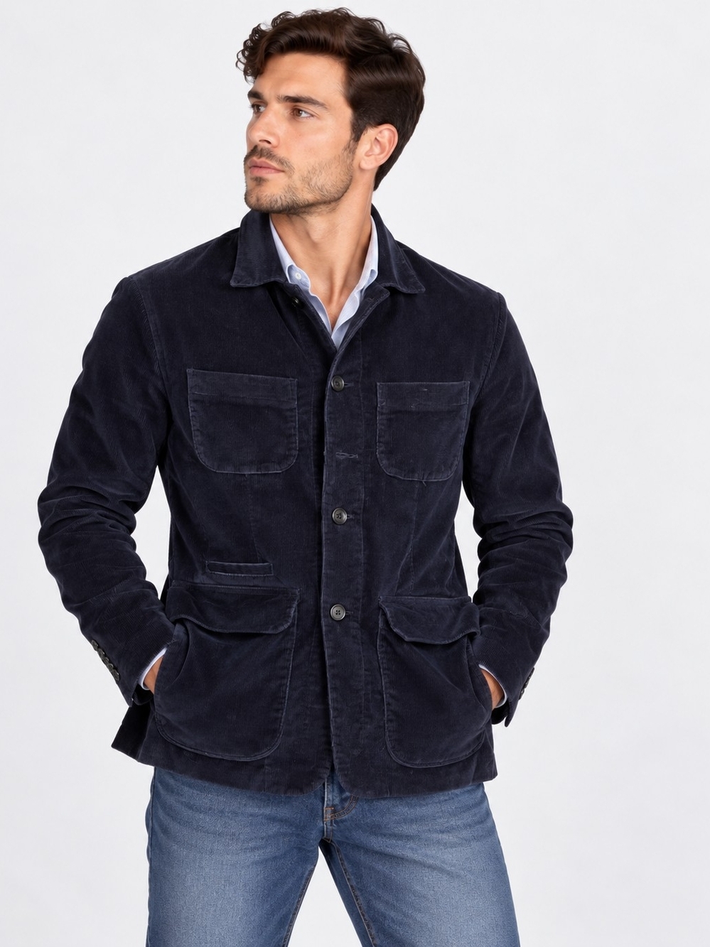 A|X Armani Exchange Men’s M Navy Corduroy Utility Blazer Jacket 4 Pocket